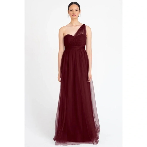 Jenny Yoo Black Cherry Tulle Annabelle Feminine Bridesmaid Dress - Picture 1 of 16